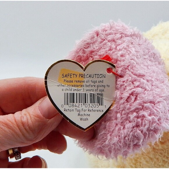 Ty Pillow Pals Yellow Pink Puppy Dog Plush DogBaby 8" Rattle Lovey 1999 Stuffed - Picture 11 of 12